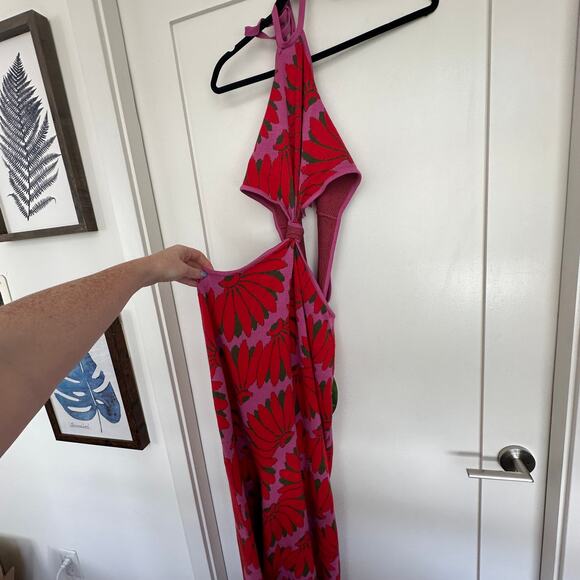 NWT FARM Rio Copacabana Knit Maxi Dress Halter Pink Cutout Waist Size XL - Picture 13 of 13